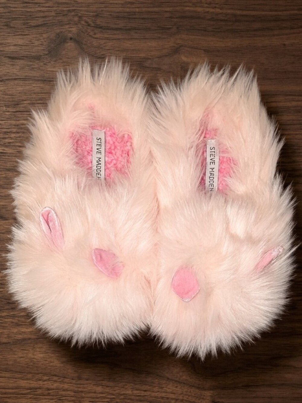 Steve Madden Kids 4/5 Pink Faux-Fur Bunny Slippers